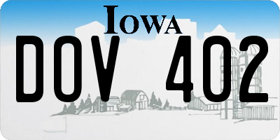 IA license plate DOV402