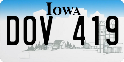 IA license plate DOV419