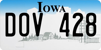 IA license plate DOV428