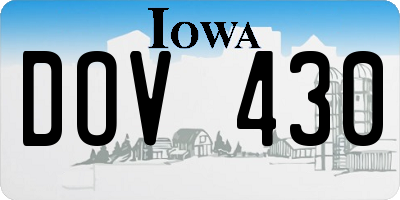 IA license plate DOV430