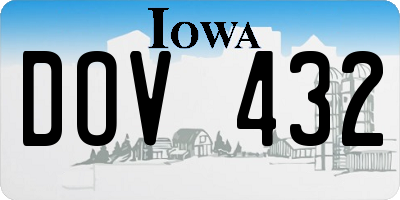 IA license plate DOV432