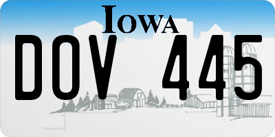 IA license plate DOV445