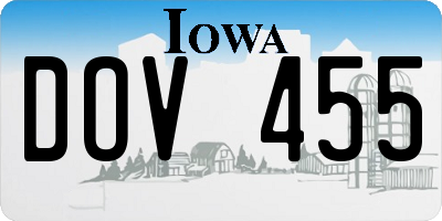 IA license plate DOV455