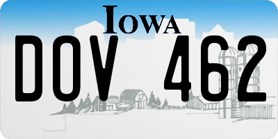 IA license plate DOV462