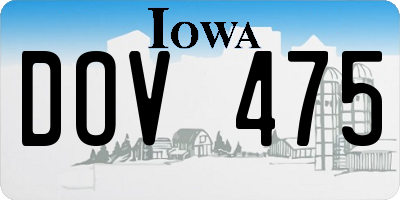 IA license plate DOV475