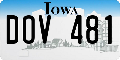 IA license plate DOV481