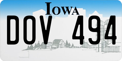 IA license plate DOV494