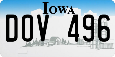 IA license plate DOV496