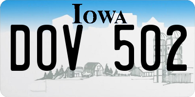 IA license plate DOV502