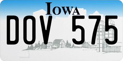 IA license plate DOV575