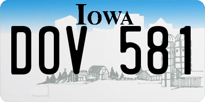 IA license plate DOV581