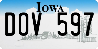 IA license plate DOV597