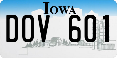 IA license plate DOV601