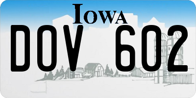 IA license plate DOV602