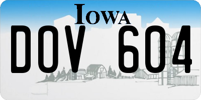 IA license plate DOV604