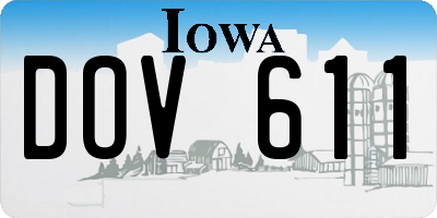 IA license plate DOV611