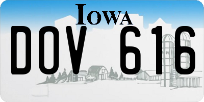 IA license plate DOV616