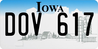 IA license plate DOV617