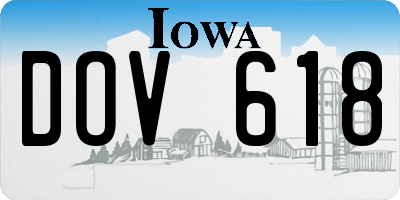 IA license plate DOV618