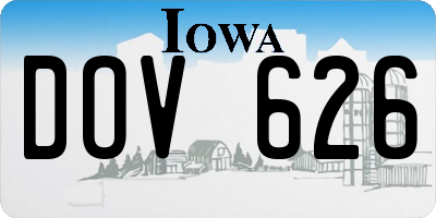 IA license plate DOV626