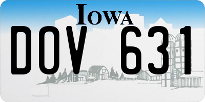 IA license plate DOV631