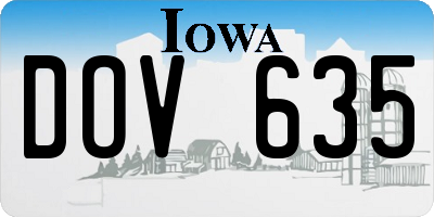 IA license plate DOV635