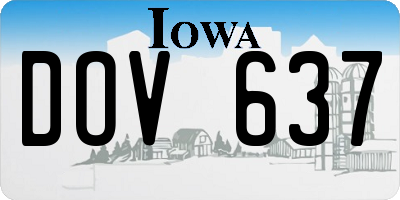 IA license plate DOV637