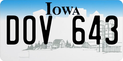 IA license plate DOV643
