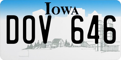 IA license plate DOV646