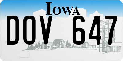 IA license plate DOV647