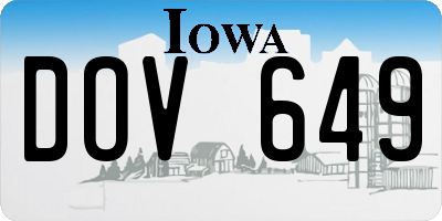 IA license plate DOV649