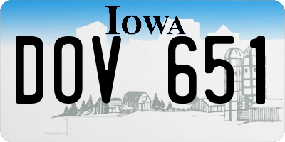 IA license plate DOV651