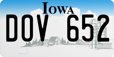 IA license plate DOV652