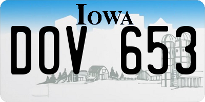 IA license plate DOV653