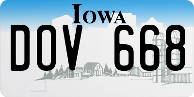 IA license plate DOV668