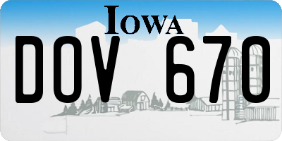 IA license plate DOV670
