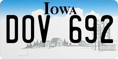 IA license plate DOV692