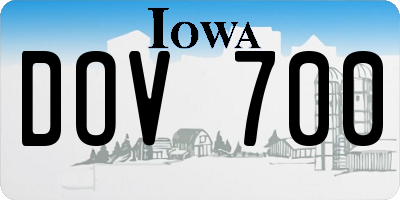 IA license plate DOV700