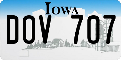IA license plate DOV707