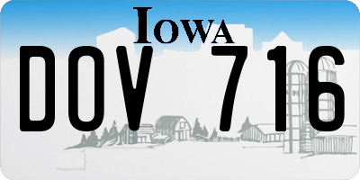 IA license plate DOV716