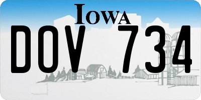 IA license plate DOV734