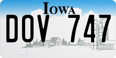 IA license plate DOV747