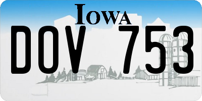 IA license plate DOV753