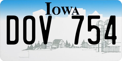 IA license plate DOV754