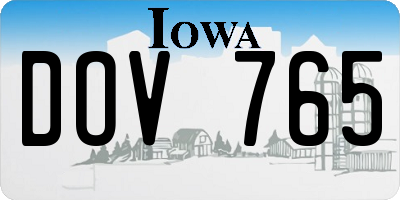 IA license plate DOV765