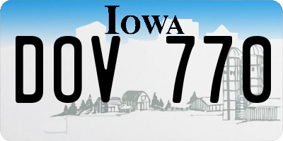 IA license plate DOV770