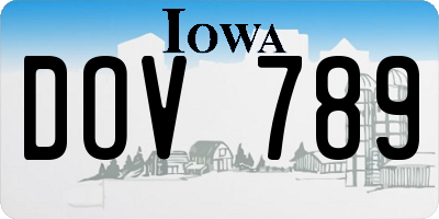 IA license plate DOV789
