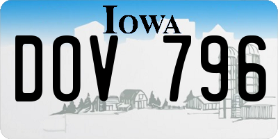 IA license plate DOV796