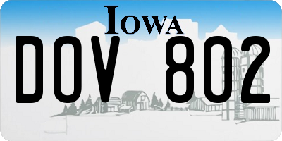 IA license plate DOV802