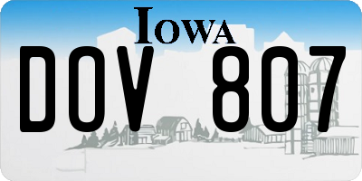 IA license plate DOV807
